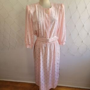 Vintage A Line Dress by Luci Fellini / Soft Pink / Fits Medium to Slim Large